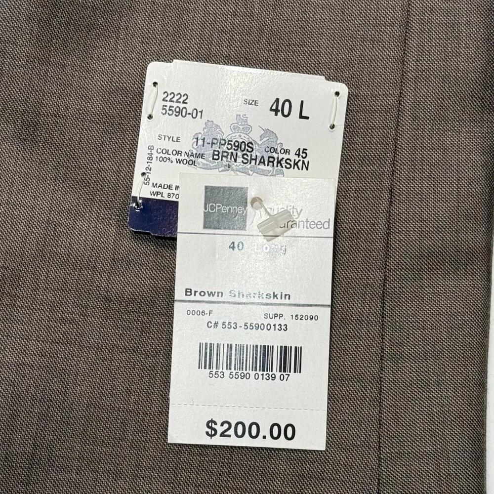 Stafford Suit 40L Blazer Jacket Brown Sharkskin Pants 32 x 32‎ New 2pc Wool NWT